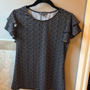 Adrianna Papell Black and White Floral Blouse